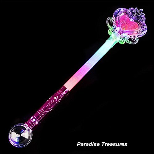 21" Heart Shape Princess Wand Light Up Sceptre LED Magic Ball Wand for Girls