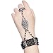 Coucoland 1920s Flapper Bracelet Ring Set Roaring 20s The Great Gatsby Austrian Crystals Imitation Pearl Bracelet Accessory (Black)