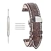 Ac Union ACUNION™ Cowhide Leather Watch Strap Push Button Butterfly Deployment Buckle Watch Black Brown (22mm, Brown With Tan Stitch)