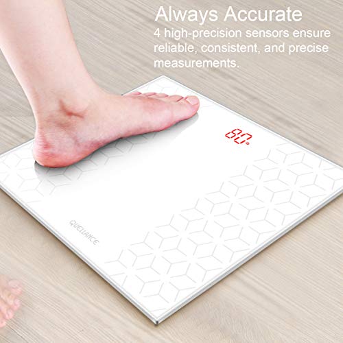 Digital Electronic Scales for Body Weight Bathroom Scale with Step-On Technology, Non-Slip Matte Platform, Up to 400 Pounds, Body Tape Measure Include, Tempered Glass with Large LED Backlight, White - Thumbnail 5
