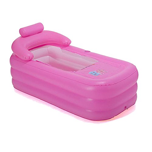 Big Size Indoor Outdoor Foldable Inflatable Bath Tub PVC Adult Bathtub Household Inflatable Bathtub 63Ã—33Ã—30 inch (Pink-1)