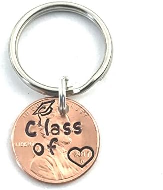 Class of 2017 Hand Stamped Penny Keychain for Graduate