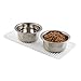 mDesign Premium Quality Pet Food and Water Bowl Feeding Mat for Cats and Kittens - Waterproof Non-Slip Durable Silicone Placemat - Raised Edges, Food Safe, Non-Toxic - Small - Clear