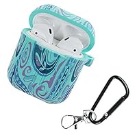 Accrie Camouflage Silicone Shockproof Protector Cover Case Carabiner for Airpods Case i10 i12 TWS Bluetooth Luminous Protector Water Duck Color Whirlwind