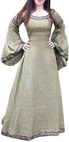 Women Medieval Dress Renaissance Lace Up Vintage Gothic Dress Floor Length Hooded Cosplay Dresses Retro