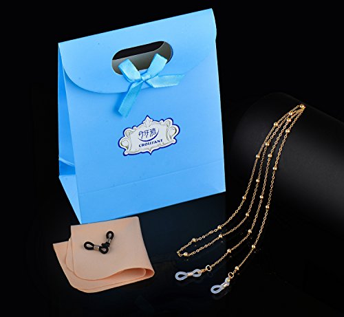 CROISSANT Fashion Retro Glasses Chain Beaded Glasses Sunglasses Chain Glasses Retainer Strap For Womens,For Mom Grandmother Mother's Day Gift【Exquisite Gift Packaging】(Gold) - Thumbnail 2