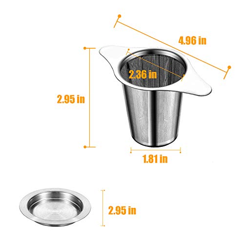 Tea Strainers for Loose Tea,18/8 Stainless Steel Tea Infuser Fine Mesh Filters Tea Strainer Double Handles for Hanging on Teapots, Mugs, Cups to steep Loose Leaf Tea and Coffee - Thumbnail 2