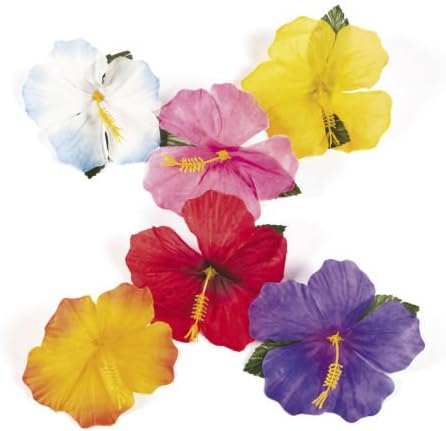 24 Pcs Luau Tropical Hawaiian Hibiscus Flowers Decorations Pool Beach Party New