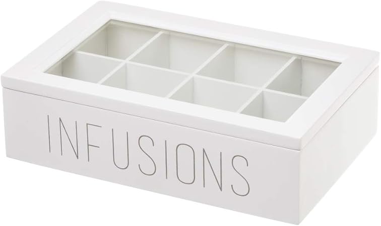 Caja infusiones de Madera Blanca Moderna para Cocina Vitta - LOLAhome: Amazon.es: Hogar