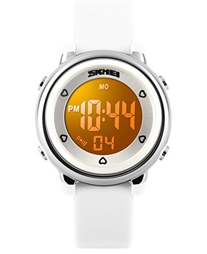 Gosasa Kids' LED Digital Sports Cartoon Jelly Waterproof Watch with blue Rubber Strap (White)