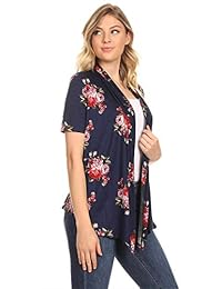 Cárdigan de mujer con estampado sólido, casual, cómodo, manga corta, parte frontal abierta, hecho en EE. UU.