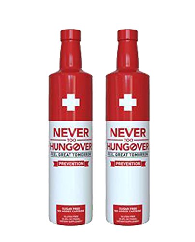 Never Too Hungover - 2-pack 750ml bottle - 15 servings - Hangover Prevention Drink - Sugar Free - Low Calorie - Gluten Free - No Caffeine - Rich in Antioxidants & Electrolytes Never Too Hungover - 2-pack 750ml bottle - 15 servings - Hangover Prevention Drink - Sugar Free - Low Calorie - Gluten Free - No Caffeine - Rich in Antioxidants & Electrolytes
