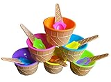BonBon Vibrant Colors Ice Cream Dessert Bowls and Spoons (6)
