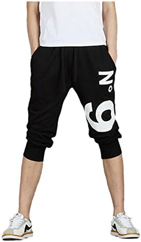 Angcoco Men's Jogger Sport Shorts Baggy Casual Pants Loose Slacks Harem Trousers
