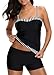 Dearlovers Women Adjustable Striped Straps Color Block Swimsuits Tankini Top Set with Boyshort