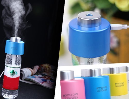 CTKcom Mini Portable Bottle Cap Air Humidifier with USB Cable for Office Travel Home Room Bedroom Desk Car Vehicle,Blue