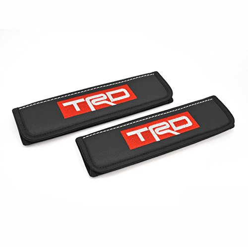 Car Interior Seat Belt Covers for Adults Black Shoulder Pads Seatbelt Cover pad with Embroidered red and White Emblem Accessories Compatible for TRD Great idea for a Gift to The Driver! 2 pcs
