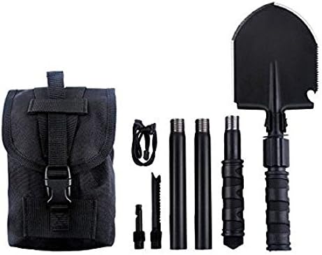 Military Portable Folding Shovel and Pickax with Tactical Waist Pack Army Surplus Multitool for Camping, Hiking, Backpacking, Fishing, Trench Entrenching Tool, Car Emergency etc. (Standard)