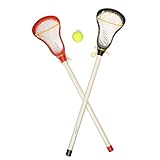 Kids Lacrosse Sticks - 2 Sticks (30 Inches) & 1 Ball - Soft Mesh Pockets, Durable Plastic Handles, & Large Head Design