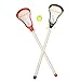 Kids Lacrosse Sticks - 2 Sticks (30 Inches) & 1 Ball - Soft Mesh Pockets, Durable Plastic Handles, & Large Head Design