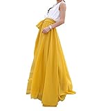 MELANSAY Women's Beatiful Bow Tie Summer Beach Chiffon High Waist Maxi Skirt XXL,Mustard Yellow