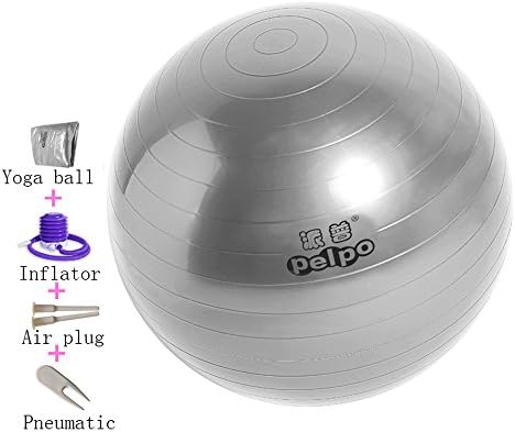 Anti-Burst Exercise Ball- Birthing Ball/Ball Chair /Yoga Pilate Fitness Balance Ball with Pump Plug Kit Anti-Slip & Durable 2000lbs Extra Thick Core Cross Training Ball for for Women and Men Relieving Back Pain & Adjusting Posture ( Color : Gray , Size : 55cm )