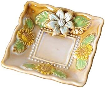WanTo Ceramic Jewelry Dish Small Flower Jewelry Organizer Plate Necklace Earrings Ring Earrings Cake Storage Trays Bowls Plates Crafts,A