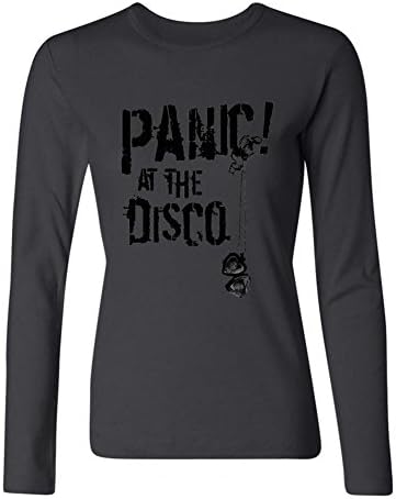 YLINFUN Women's Panic at the Disco Logo Long Sleeve T-shirt Size S Black