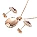 Yoursfs Ruby Jewelry Set for Women Rose GP Oval Crystal Pendant Necklace & Stud Earrings Cocktail Set