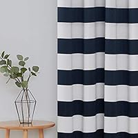 Deconovo Navy Blue Striped Blackout Curtains Grommet Nautical Navy