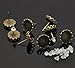 HOUSWEETY 10Pairs Bronze Tone Cabochon Settings Earring Post W/Stoppers 15x13mm(Fit 12mm)