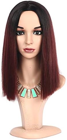 YanT HAIR Synthetic Wigs For Women Straight Bob Wig (1b/burgundy Color)