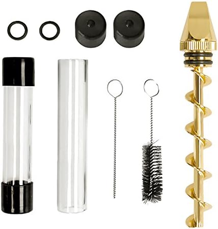 Mechanical Twistye Glass Twist Spice Grinder Kit with Cleaning Accessories (Gold (Flat Style))