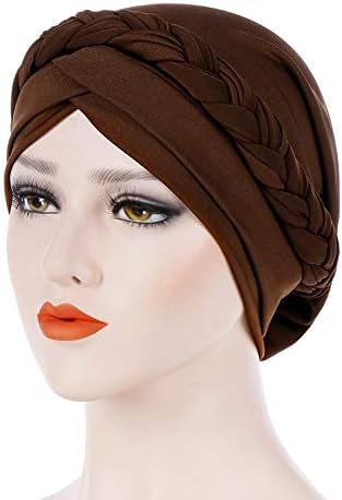 Women India Hat, Muslim Solid One Tail Chemo Beanie Scarf Turban Warm Wrap Cap (Coffee)