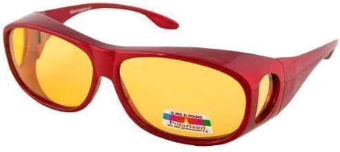 OPTICAID NIGHT SIGHT NIGHT DRIVING SPORTS OVER GLASSES DESIGNED TO BE WORN OVER PRESCRIPTION GLASSES METALLIC RED FRAME