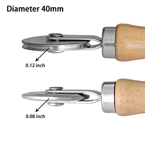 Screen Retainer Rolling Tool Spline Repair Roller with Wooden Handle and Steel Bearing Wheel（Pack of 2） - Thumbnail 4