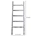 MyGift 54 inch Tall Fully Assembled Wood Blanket Ladder, 5-Tier Wall Leaning Towel Rack, No Assembly, Whitewashed