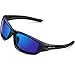TOREGE Polarized Sports Sunglasses for Cycling Running Fishing Golf TR90 Unbreakable Frame TR011 (Black&Blue)