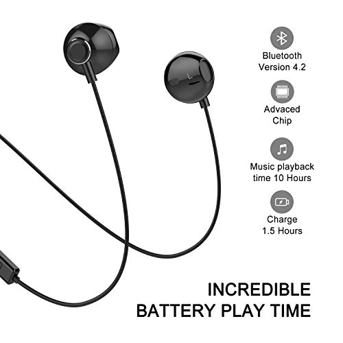 Bluetooth Headphones, Yostyle Magnetic Wireless Earbuds Bluetooth 5.0 Noise Canceling Earphones Sweatproof Sport Headset w/Mic for iPhone 11 X/XR/XS/8/7/6 Plus, Galaxy S10/S9/8,10 Hrs Work Time(Black) - Thumbnail 3