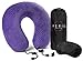 Aeris Purple Travel Pillow for Airplanes and Cars – Memory Foam Neck Pillow with Sleep Mask, Earplugs, Carry Bag, and Washable Velour Cover
