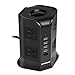 Safemore Power Strip Surge Protector Smart 8-Outlet with 4-USB Ports Socket Black