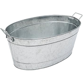 Achla Designs C-55 Large Galvanized Steel Metal Oval tub