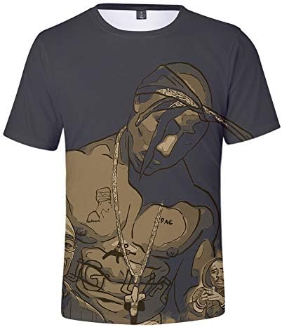LJNJN Men's Print Tupac 2pac T-Shirt Short Sleeve O-Neck Tshirt Hip Hop Swag Harajuku Streetwear T Shirt