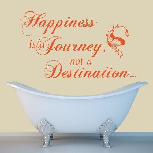 Happiness Is A Journey - Wall Decal Quote Sticker lounge kitchen dining room hall (Color: Red Size: Medium)