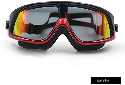 FOOBRTOPOO Swimming Goggles Swim Goggles HD anti-fog and waterproof large box men and women adult children swimming glasses (Color : Red plating), Designed for Adults and Kids