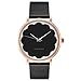 WRISTOLOGY Olivia Womens Watch Scallop Rose Gold Boyfriend Ladies Black Stainless Steel Metal Mesh Strap Band