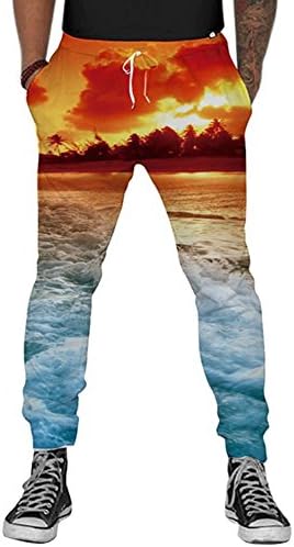 MZjJPN Pants Pocket Full Length Space Sunset 3D HD Print Men Women Hip HOP Joggers Pants Trousers Streetwear