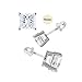 14K White Gold 4mm Princess Cut Simulated Diamond Stud Earring Set on Prong Setting, Screw Back Post
