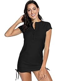 Protección solar UV para dama (manga corta, media cremallera)