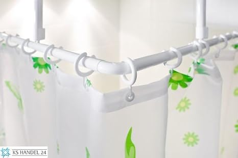 2er ALU WINKELSTANGE BARRIEREFREI 120x120 EXTRA LANG WEISS DUSCHVORHANG STANGE! PROBLEMLOSES DURCHSCHIEBEN DES DUSCHVORHANGS 